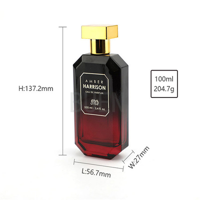 100ml Empty Perfume Bottles Red Black Gradient Spray Color With Crimp Neck