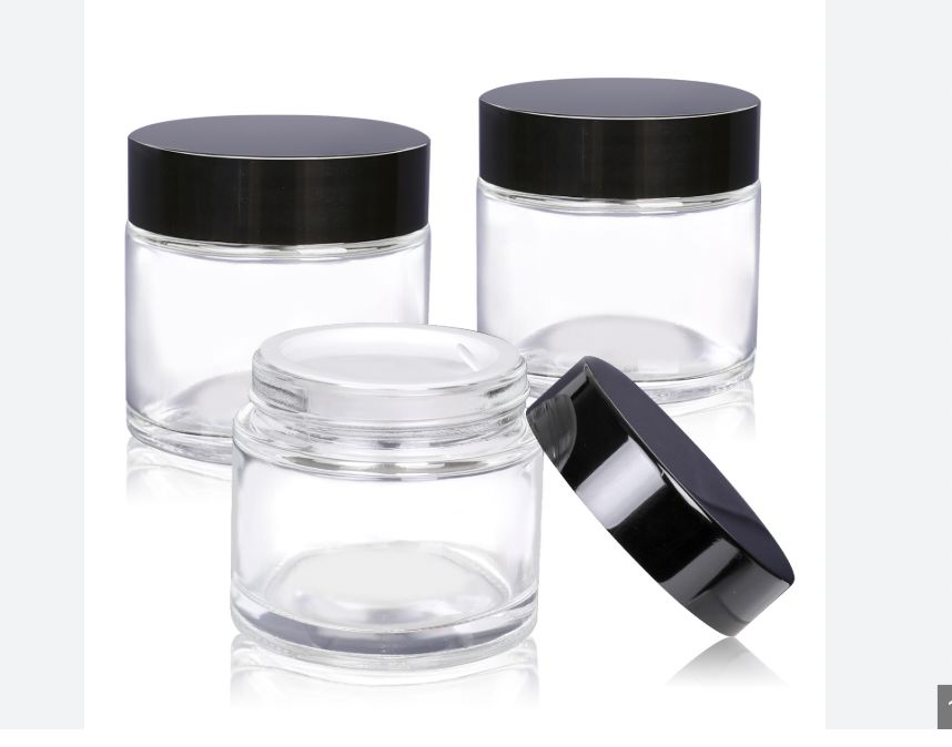 Smooth Surface Round Glass Cosmetic Jars with Customized Logo Collection